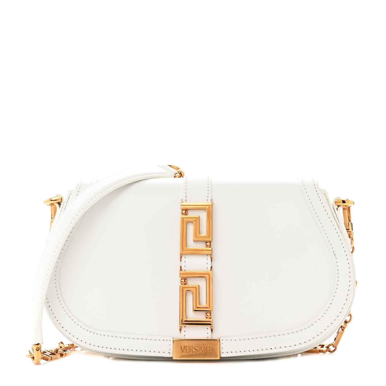 Versace Calfskin Medium Greca Goddess Shoulder Bag White 1 of 12