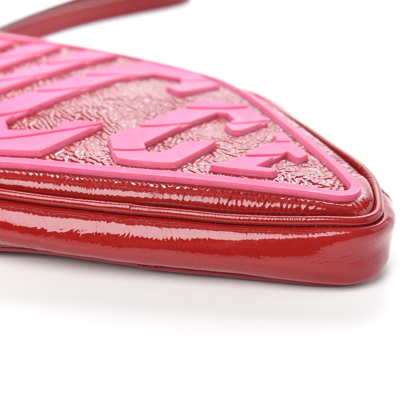 Patent Rubber Game Patch Logo Wrist Bag Hibiscus Red