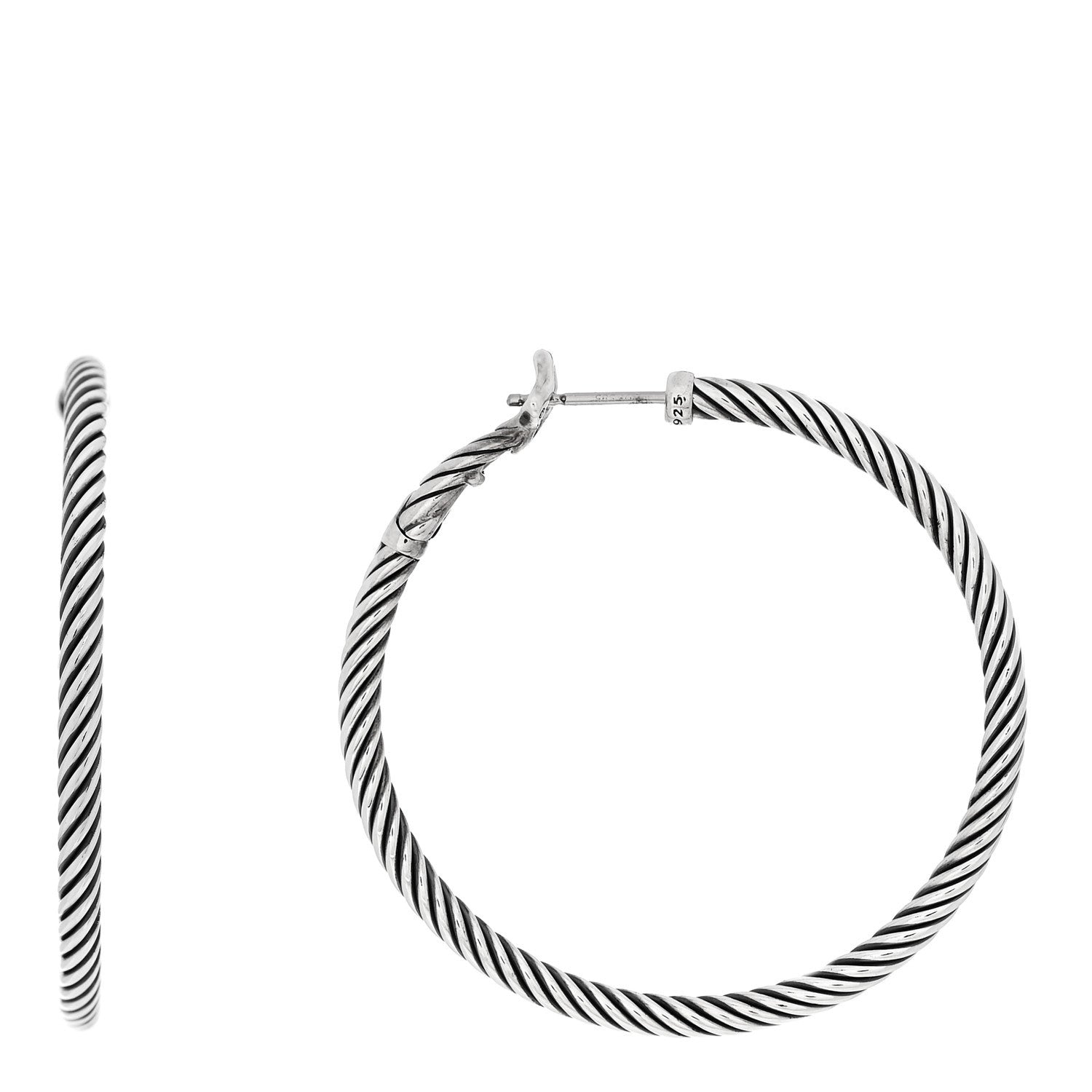 David Yurman Sterling Silver Medium Cable Classics Hoop Earrings 1 of 5
