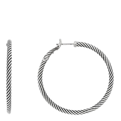 David Yurman Sterling Silver Medium Cable Classics Hoop Earrings 1 of 5