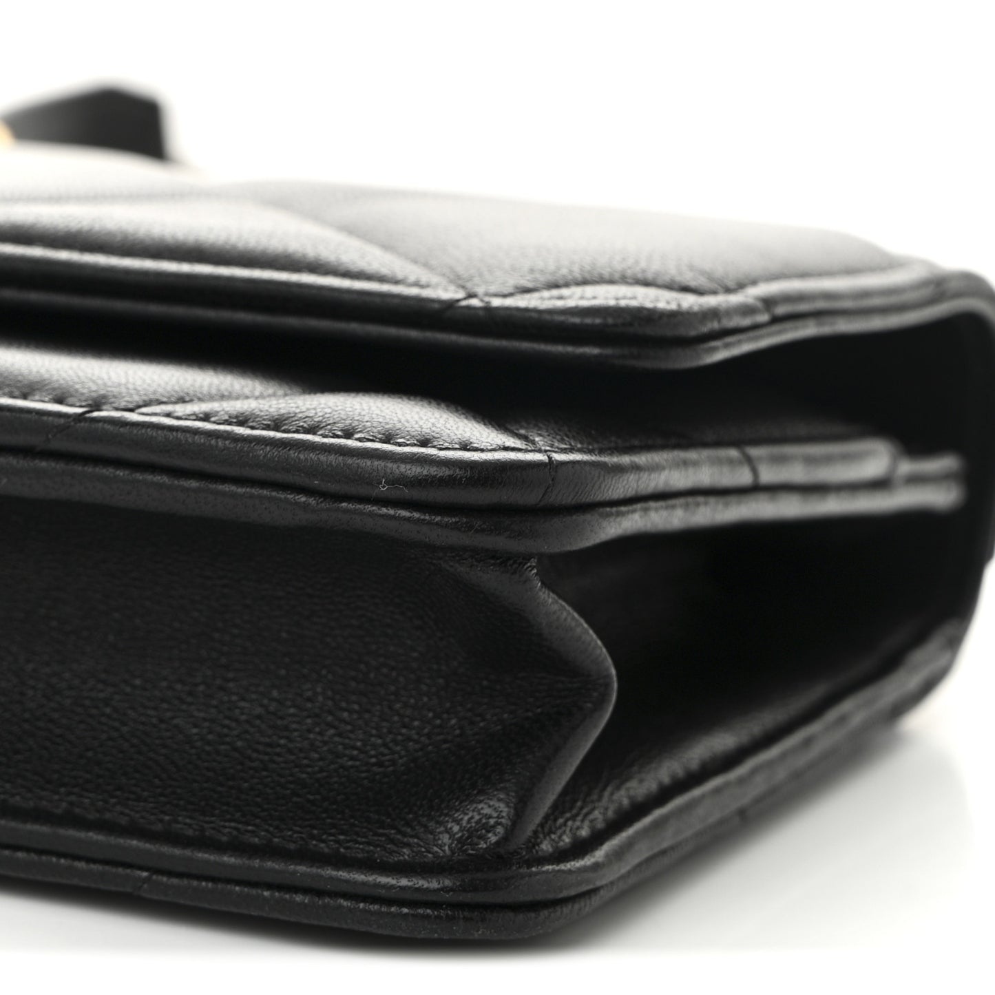 Lambskin Quilted Chanel 19 Wallet On Chain WOC Black