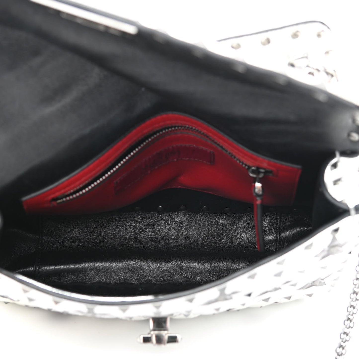 Metallic Lambskin Medium Star Rockstud Spike Shoulder Bag Silver