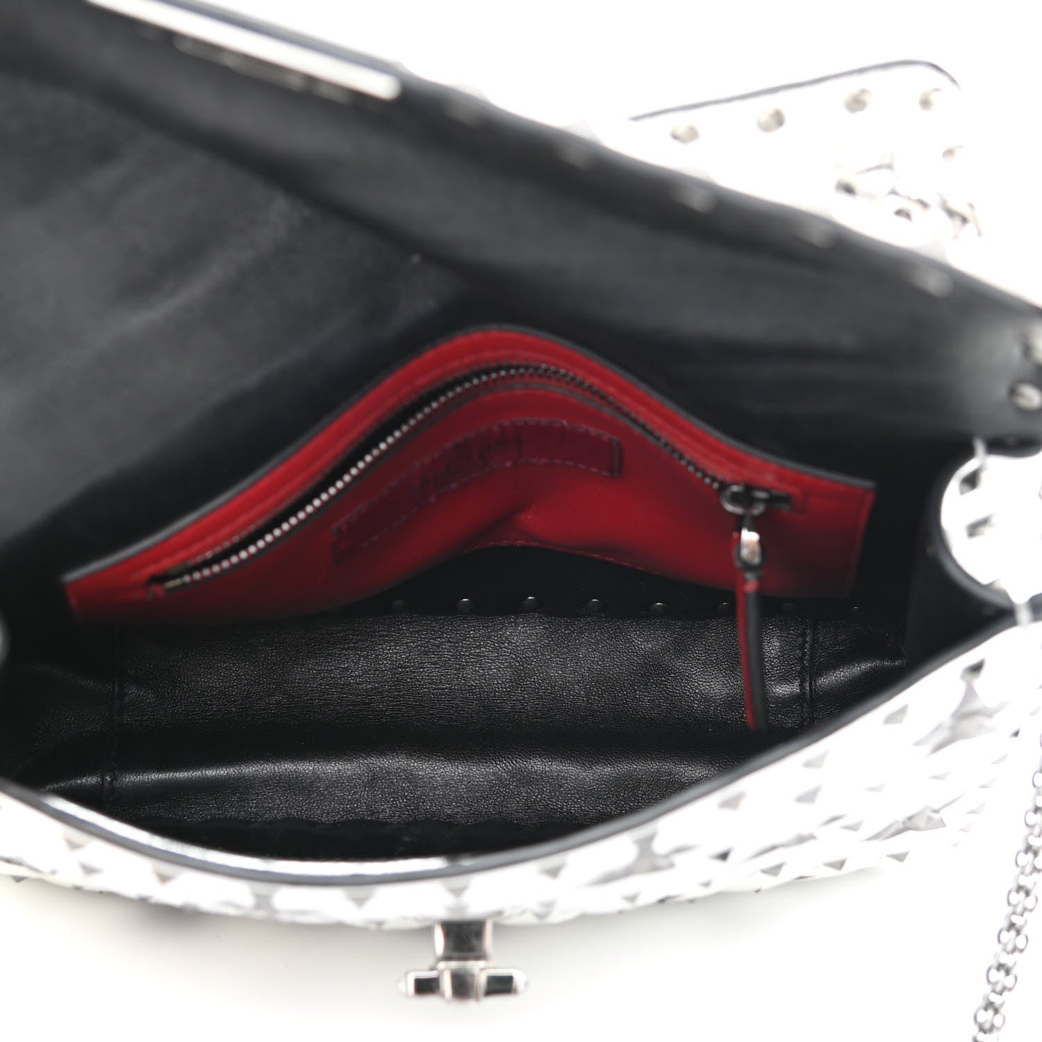 Valentino Garavani Metallic Lambskin Medium Star Rockstud Spike Shoulder Bag Silver 4 of 13