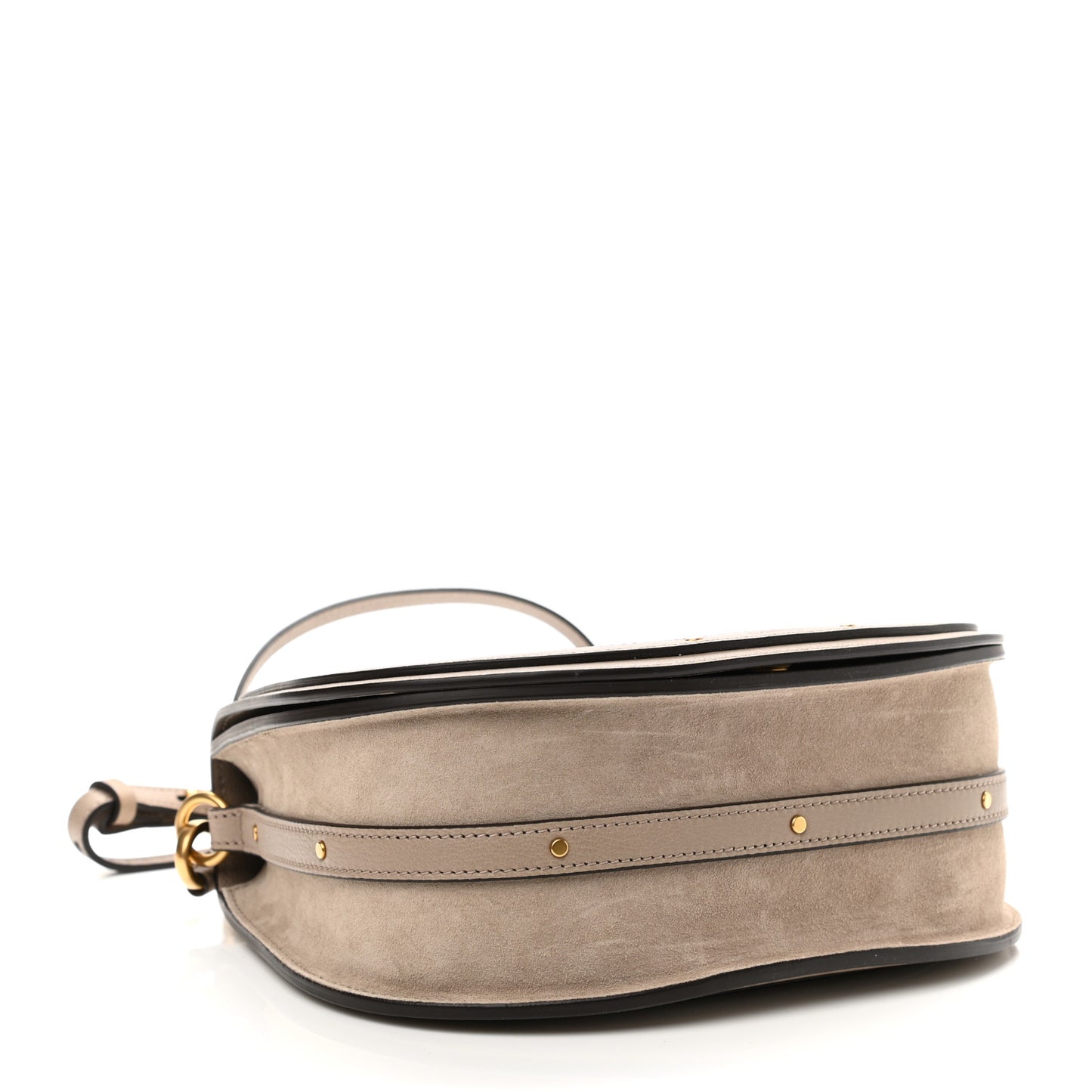 Calfskin Suede Medium Nile Bracelet Bag Motty Grey