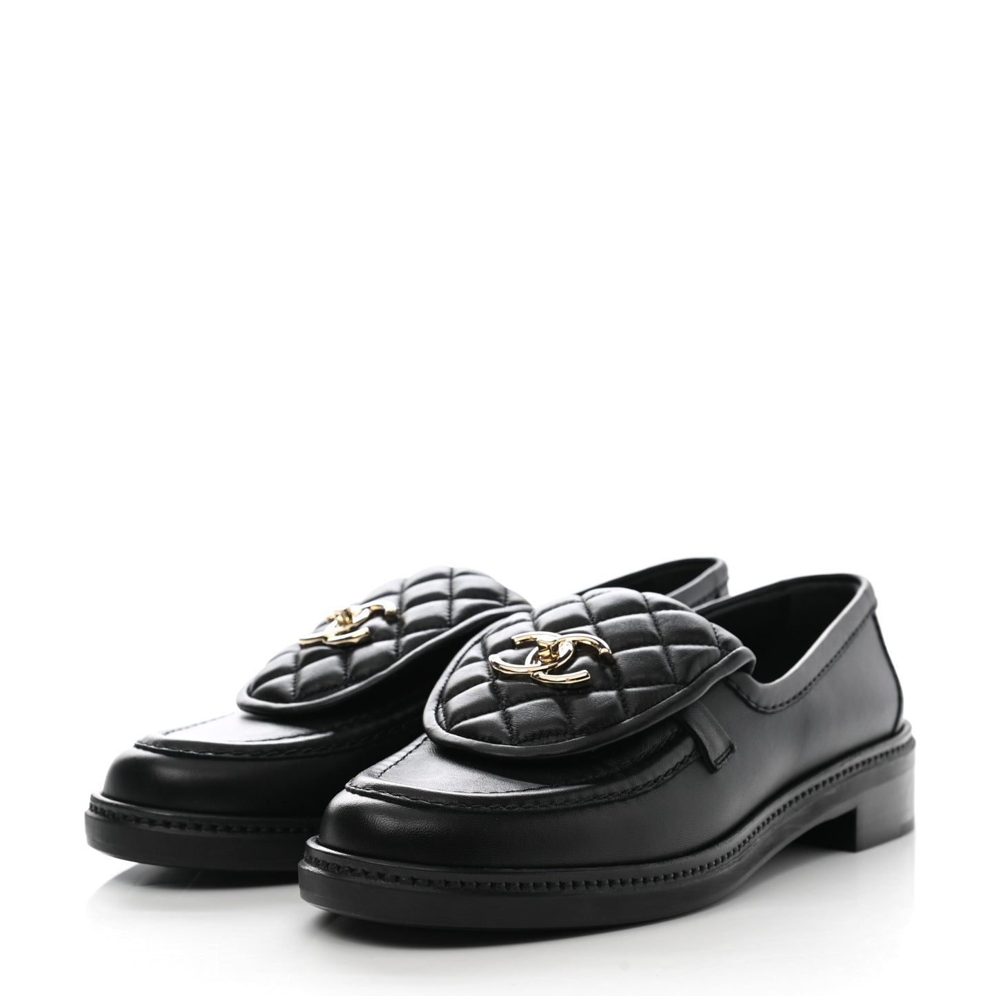 Lambskin Quilted CC Turnlock Loafers 39 Black