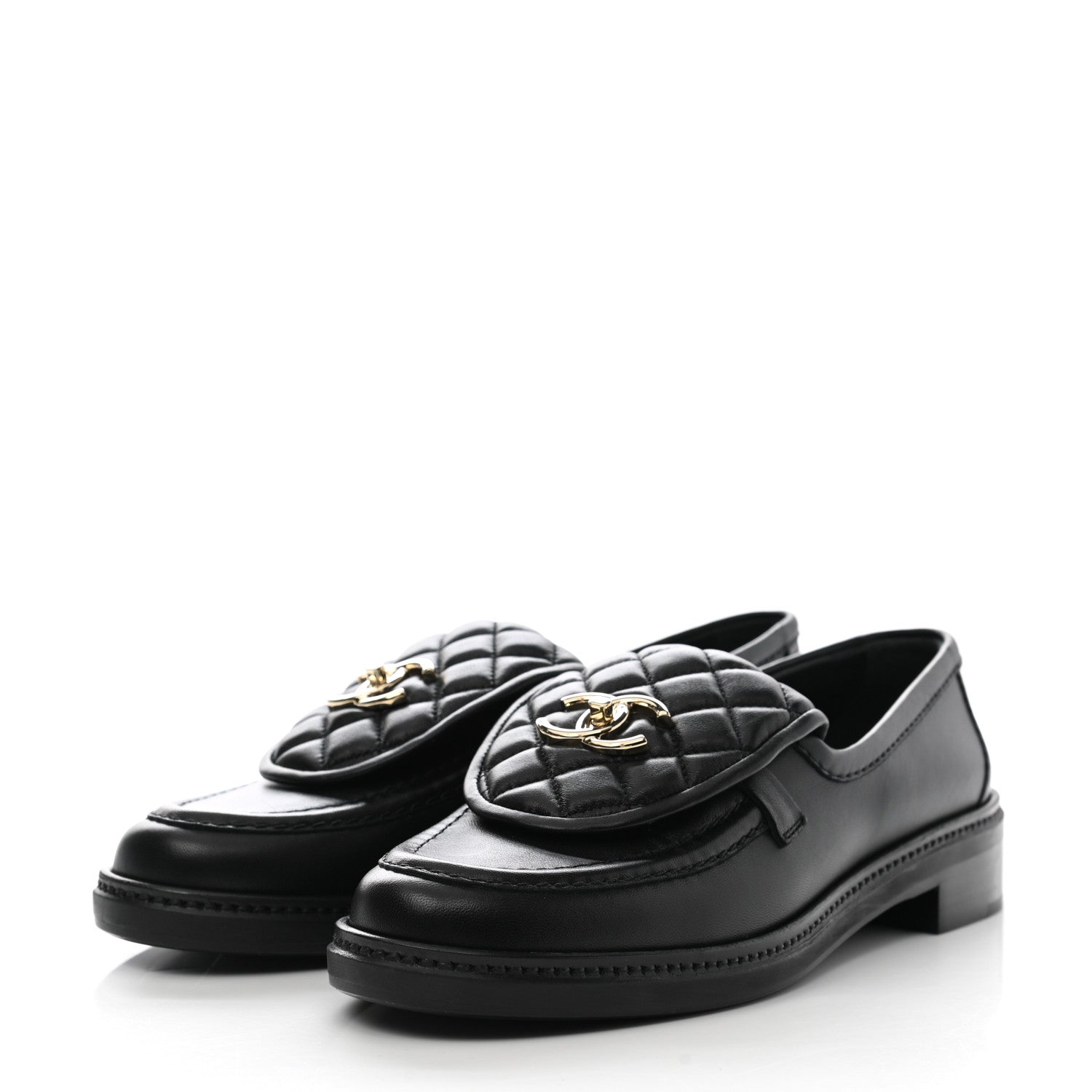 Chanel Lambskin Quilted CC Turnlock Loafers 39 Black 3 of 8