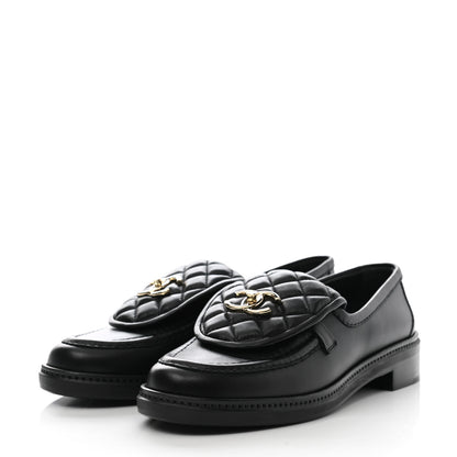 Chanel Lambskin Quilted CC Turnlock Loafers 39 Black 3 of 8