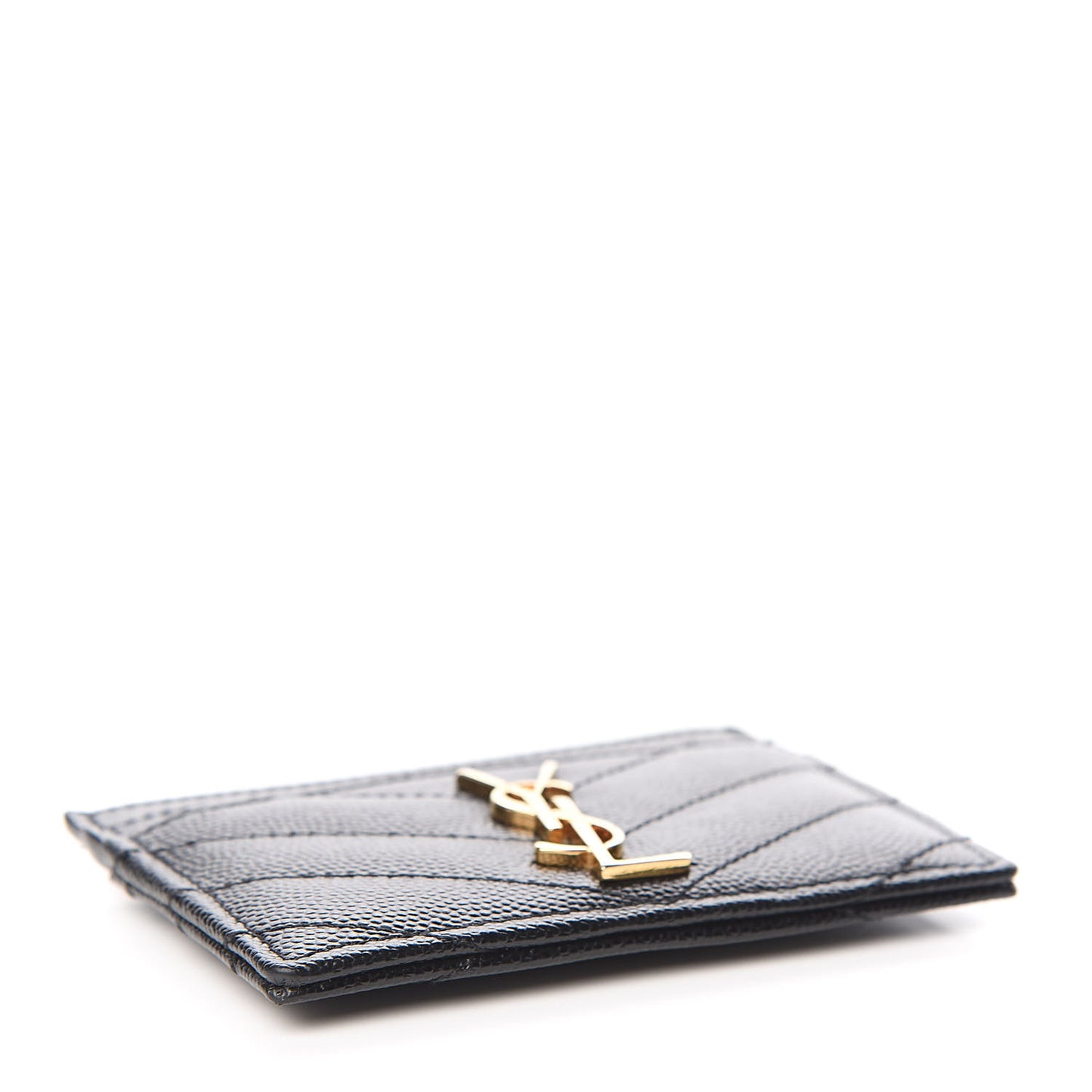 Grain De Poudre Matelasse Chevron Monogram Credit Card Case Black