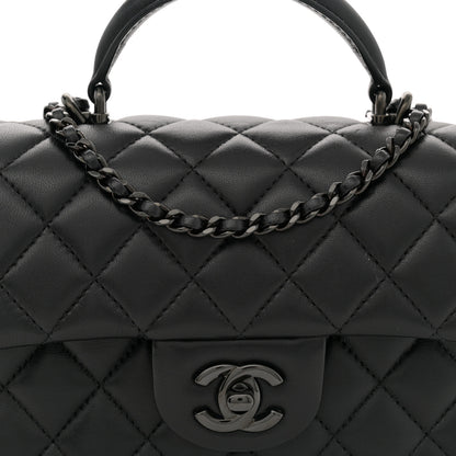 Chanel Lambskin Quilted Mini Top Handle Rectangular Flap So Black 8 of 11