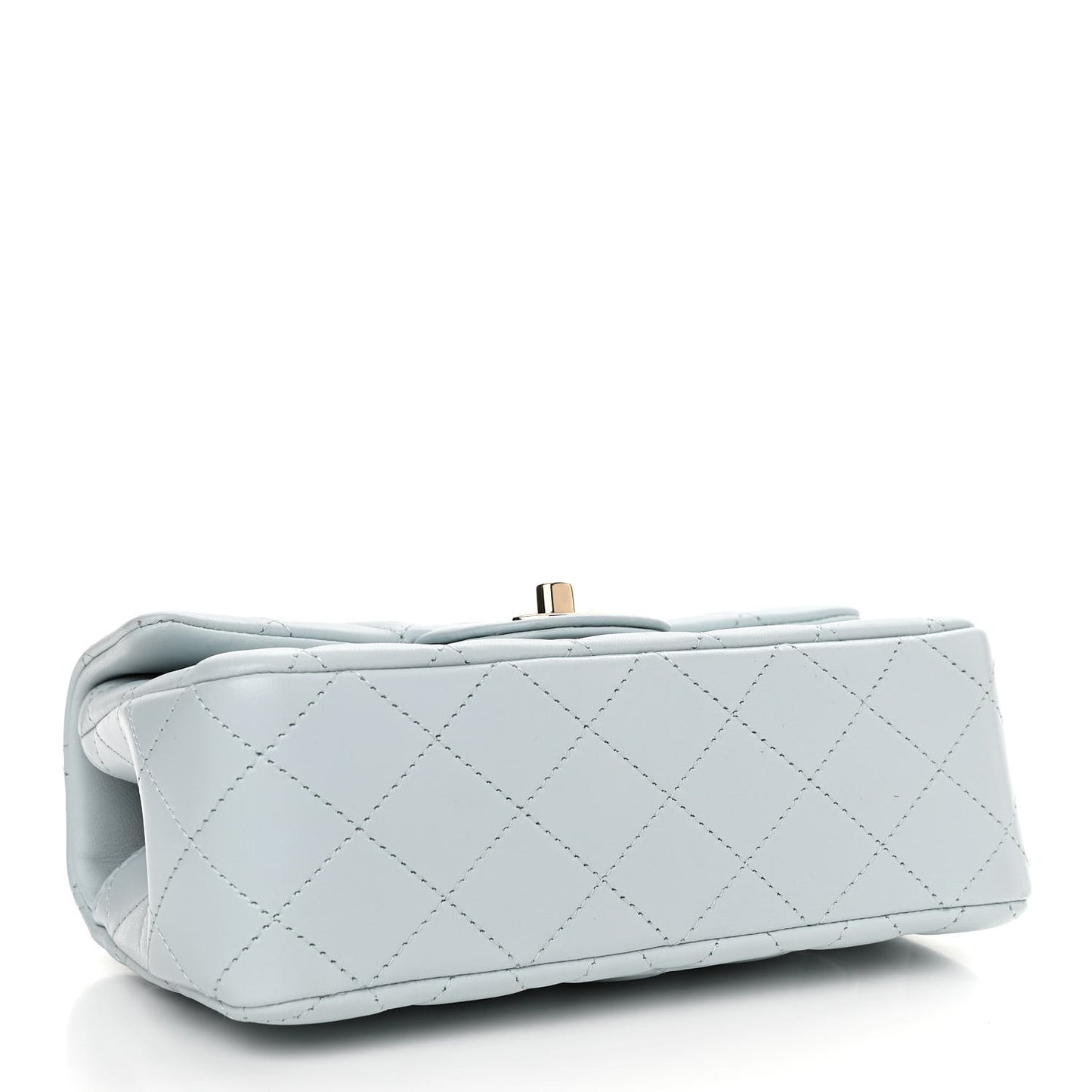 Lambskin Quilted Mini Top Handle Rectangular Flap Light Blue
