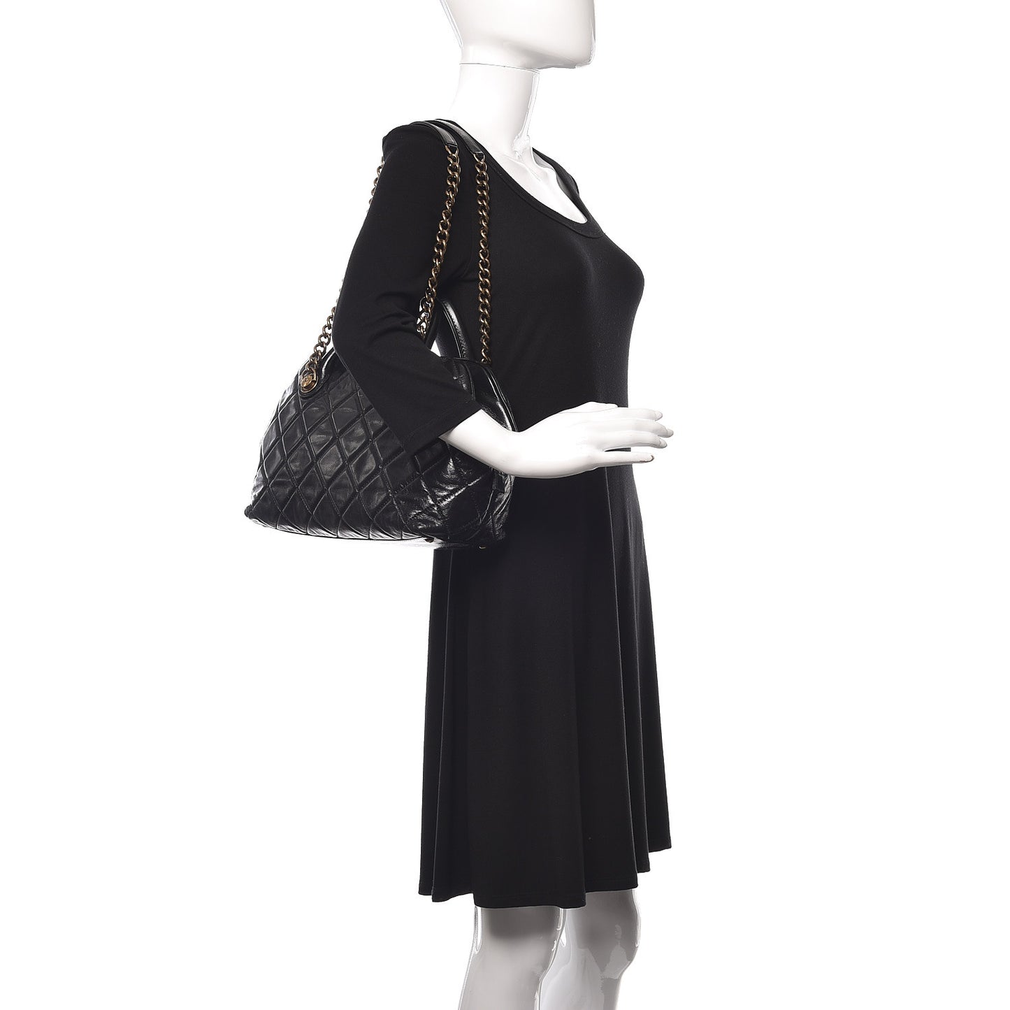 Glazed Calfskin Castle Rock Bowling Bag Black
