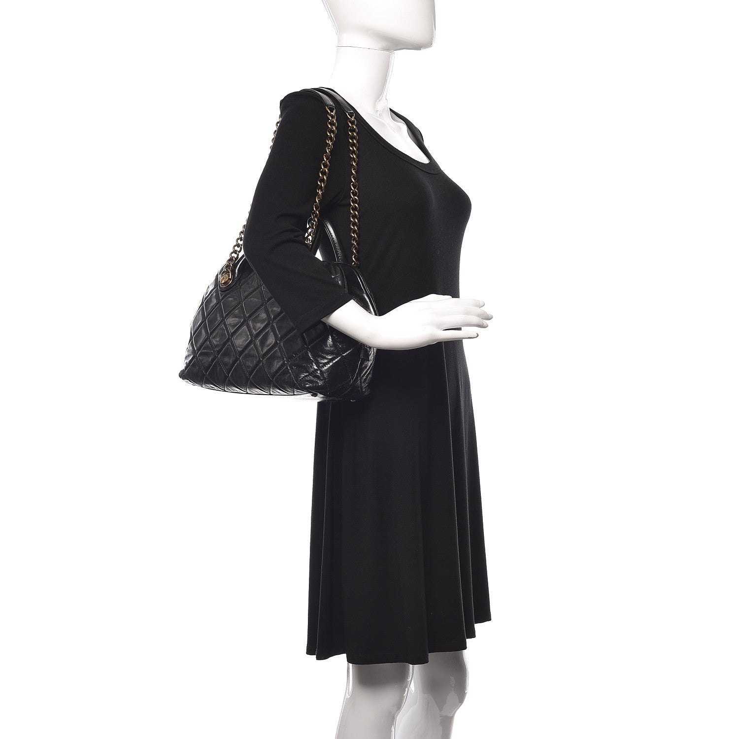 Chanel Glazed Calfskin Castle Rock Bowling Bag Black 2 of 9
