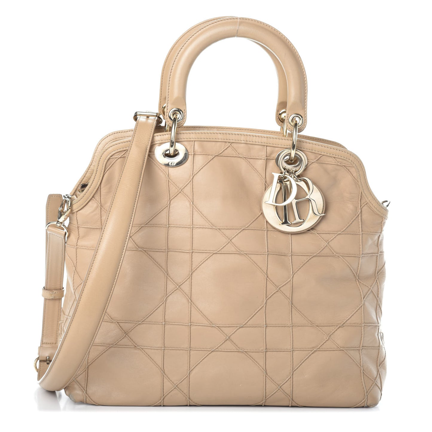 Lambskin Cannage Medium Granville Tote Beige
