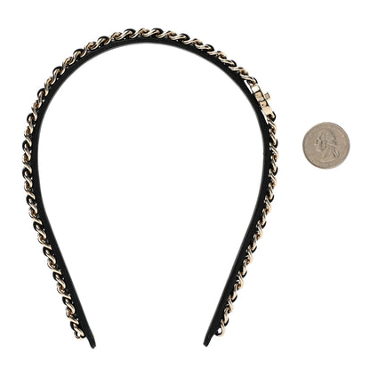 Chanel Metal Lambskin CC Turnlock Chain Headband Gold Black 2 of 4