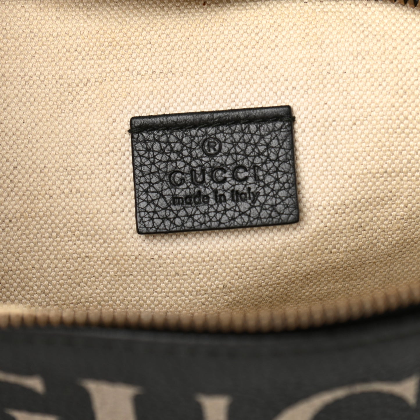 Grained Calfskin Logo Belt Bag Black