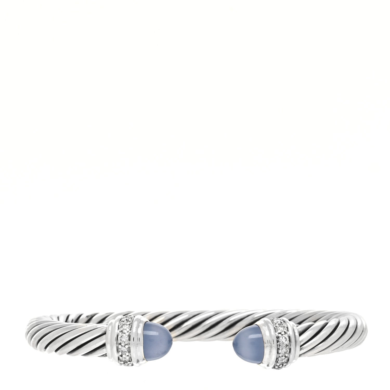 David Yurman Sterling Silver Diamond Chalcedony 7mm Cable Classics Bracelet 1 of 4