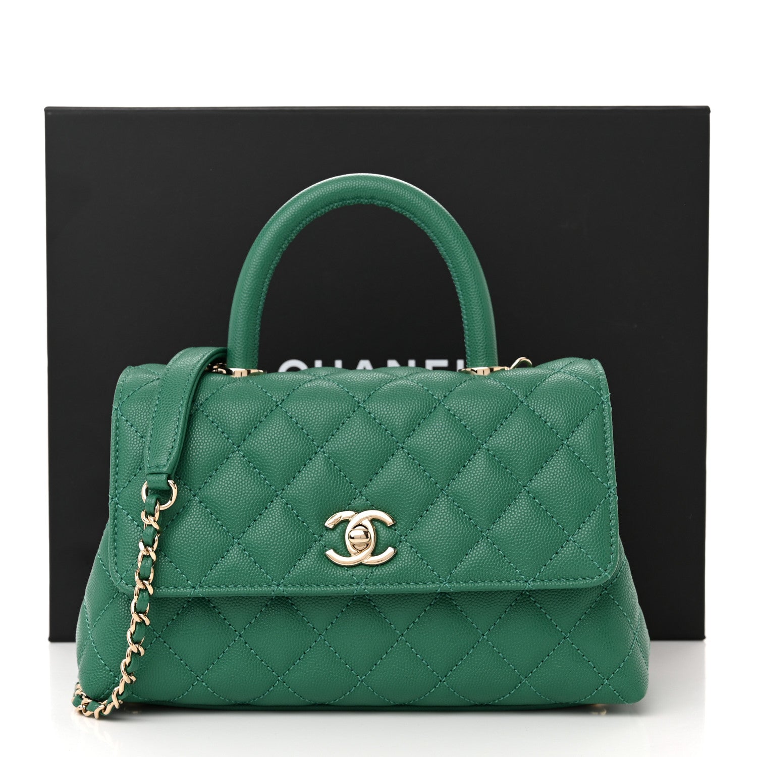 Chanel Caviar Quilted Mini Coco Handle Flap Green 11 of 11