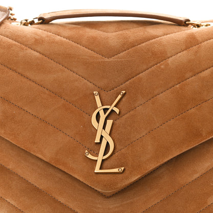 Saint Laurent Suede Y Quilted Monogram Medium Loulou Chain Satchel Cinnamon 10 of 12