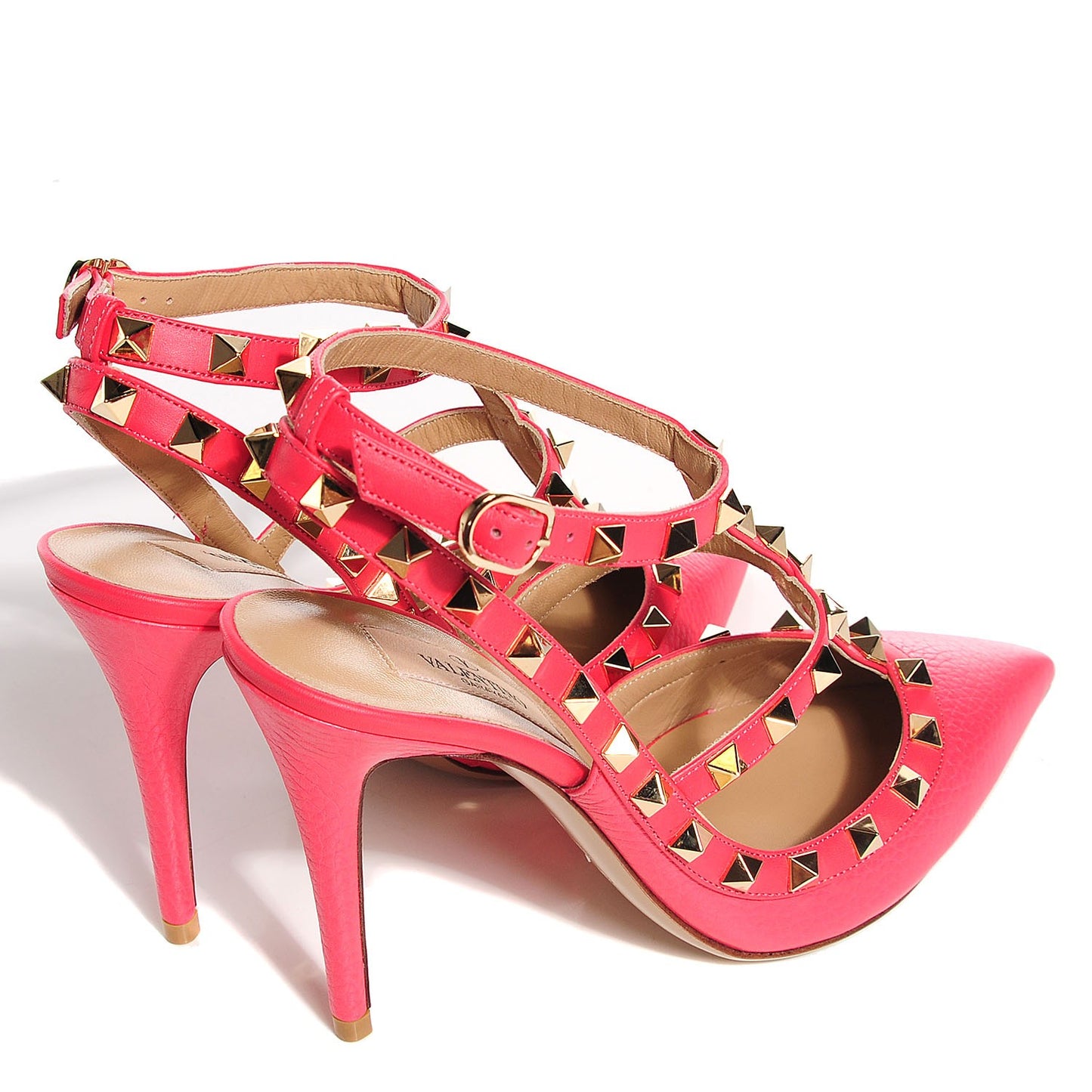 Nappa Rockstud Ankle Strap 100mm Pumps 37.5 Deep Rose