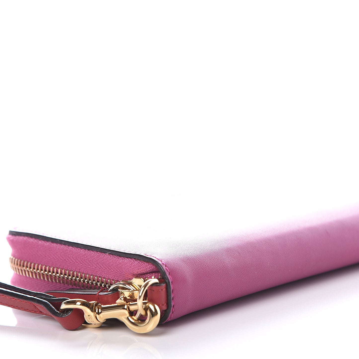 Moon Calfskin Zip Around Wrist Wallet New Rosette Hibiscus Red