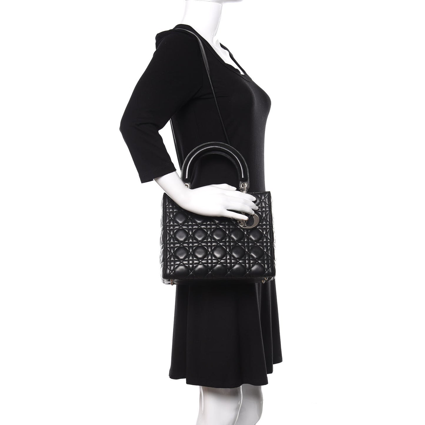 Lambskin Cannage Medium Lady Dior Black