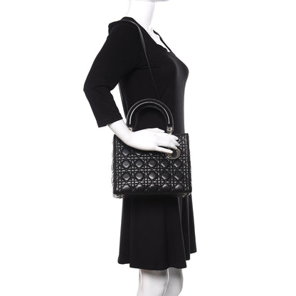 Christian Dior Lambskin Cannage Medium Lady Dior Black 2 of 14