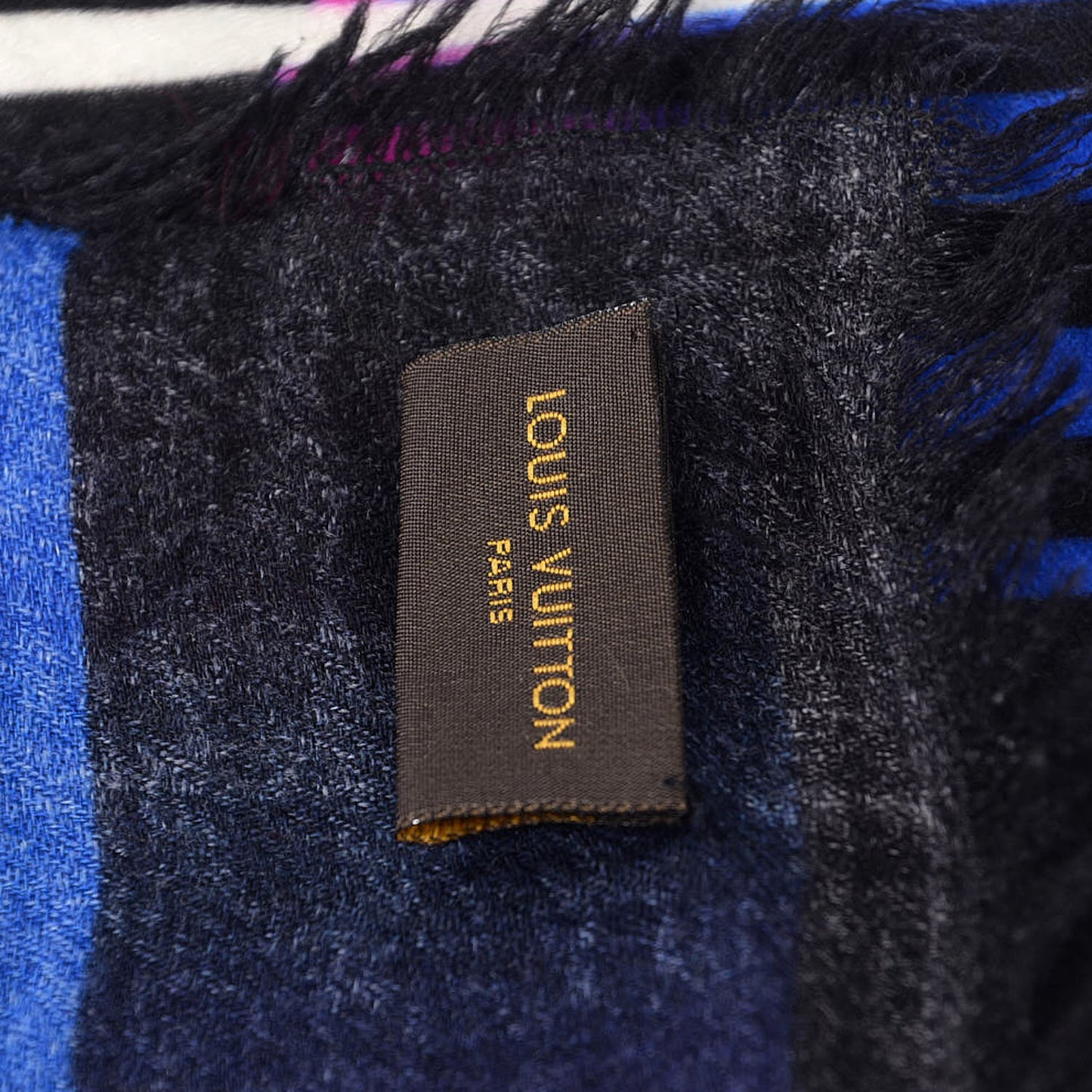 Wool Monogram Race Stole Blue
