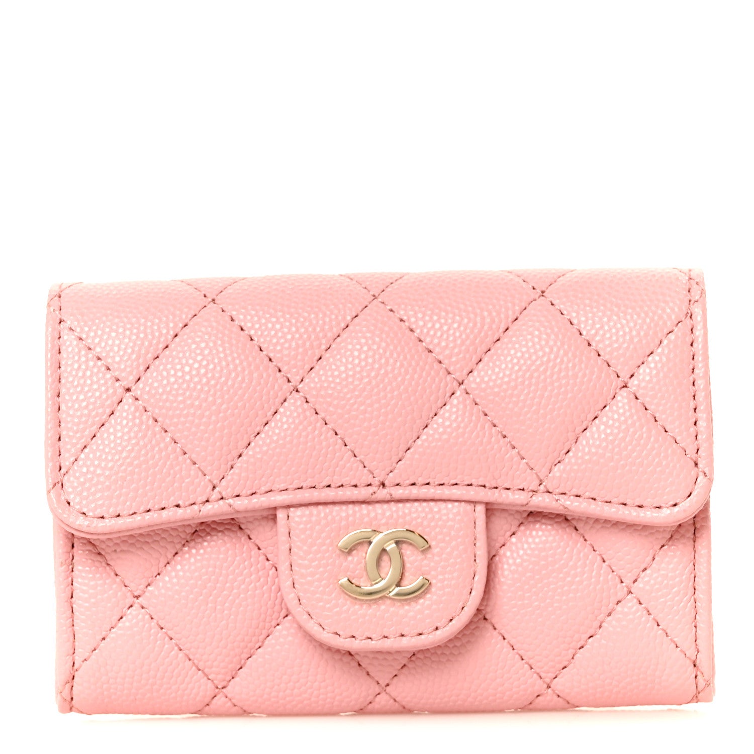 Chanel Caviar Quilted Flap Card Holder Wallet Pink 1 of 10