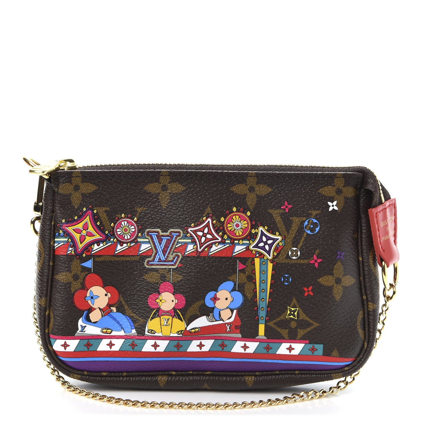 Monogram 2020 Christmas Animation Bumper Cars Mini Pochette Accessories Coquelicot