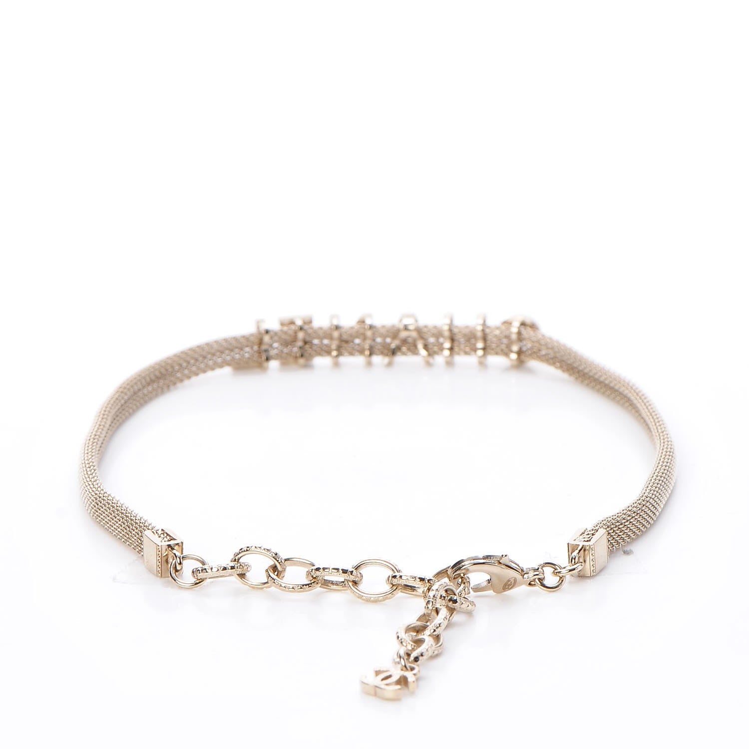 Chanel Mesh Mesh Logo Choker Necklace Gold 3 of 5