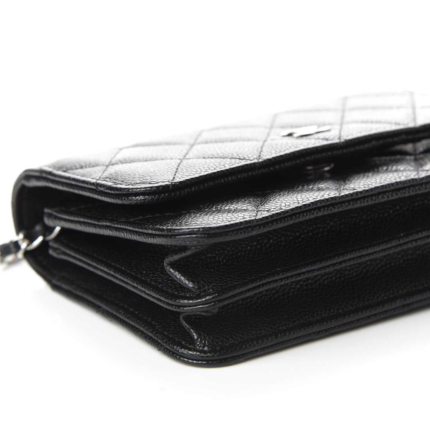 Caviar Quilted Mini Wallet On Chain WOC Black