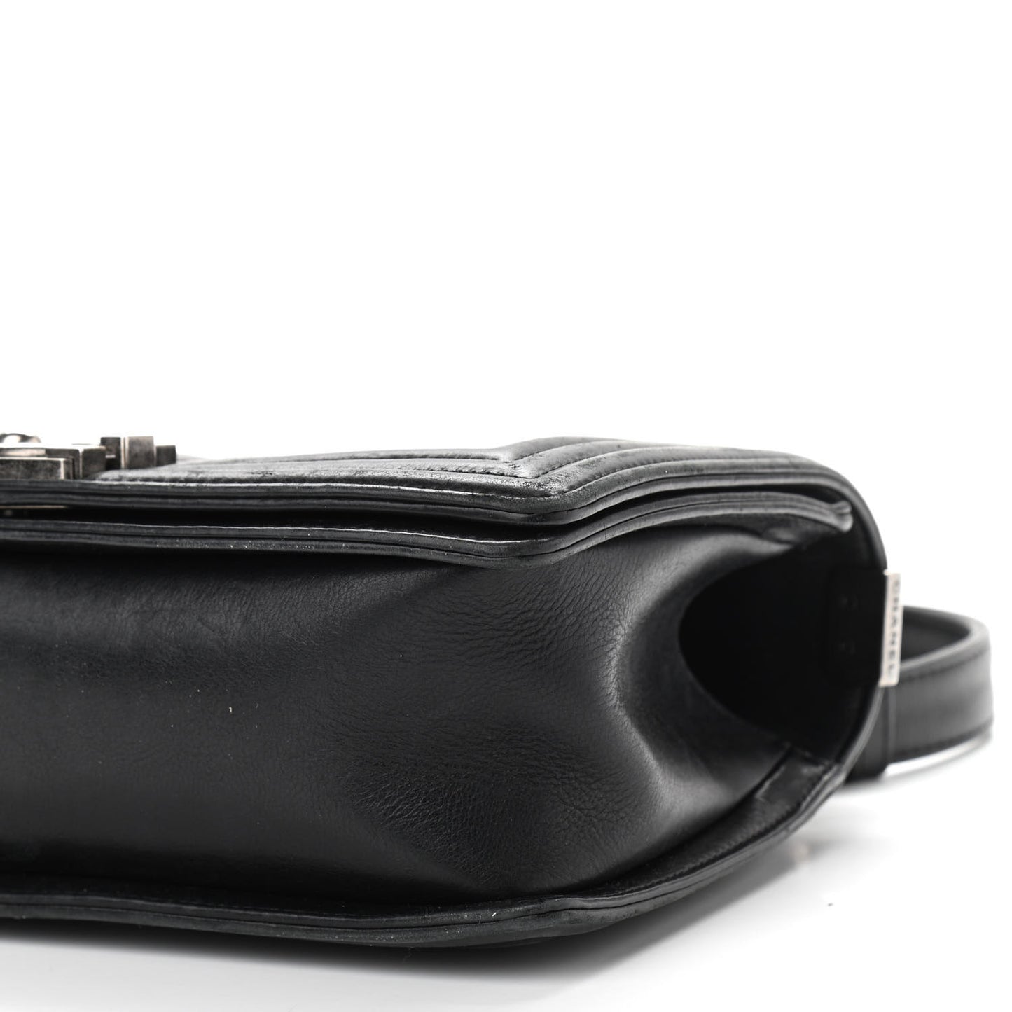 Calfskin Double Stitch Medium Boy Flap Black