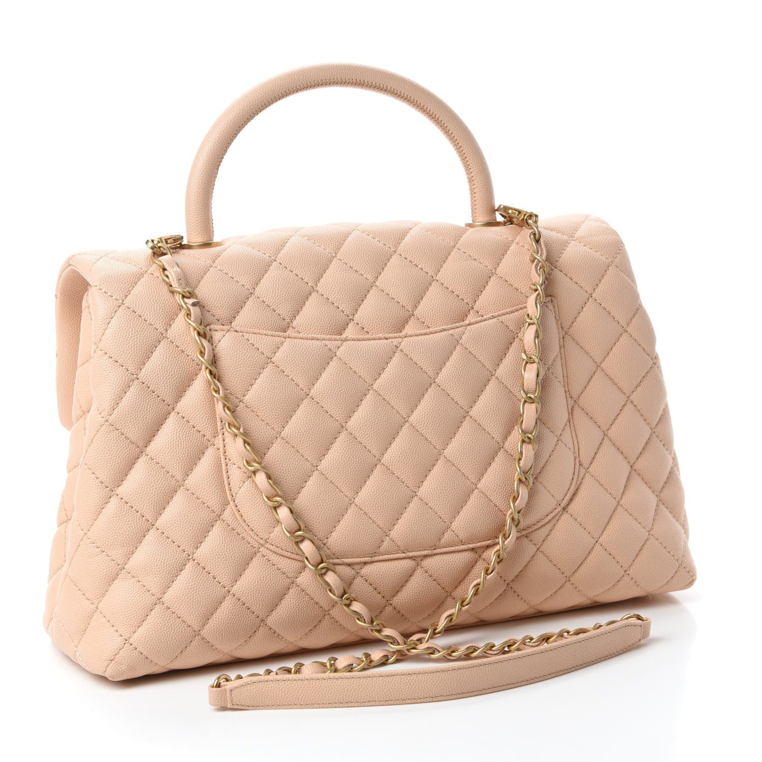Chanel Caviar Quilted Medium Coco Handle Flap Light Beige 3 of 11