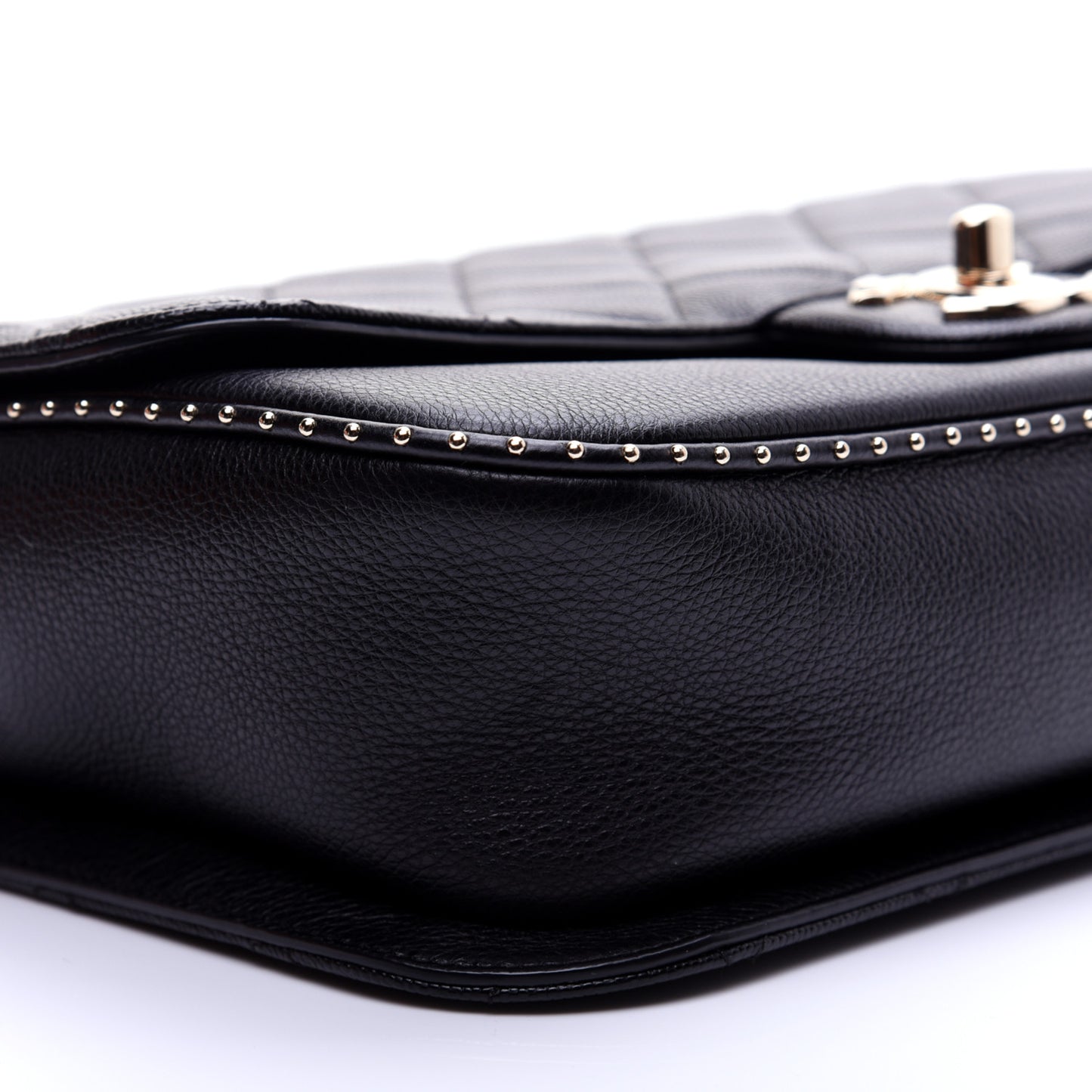 Caviar Quilted Large Studded Flap Black