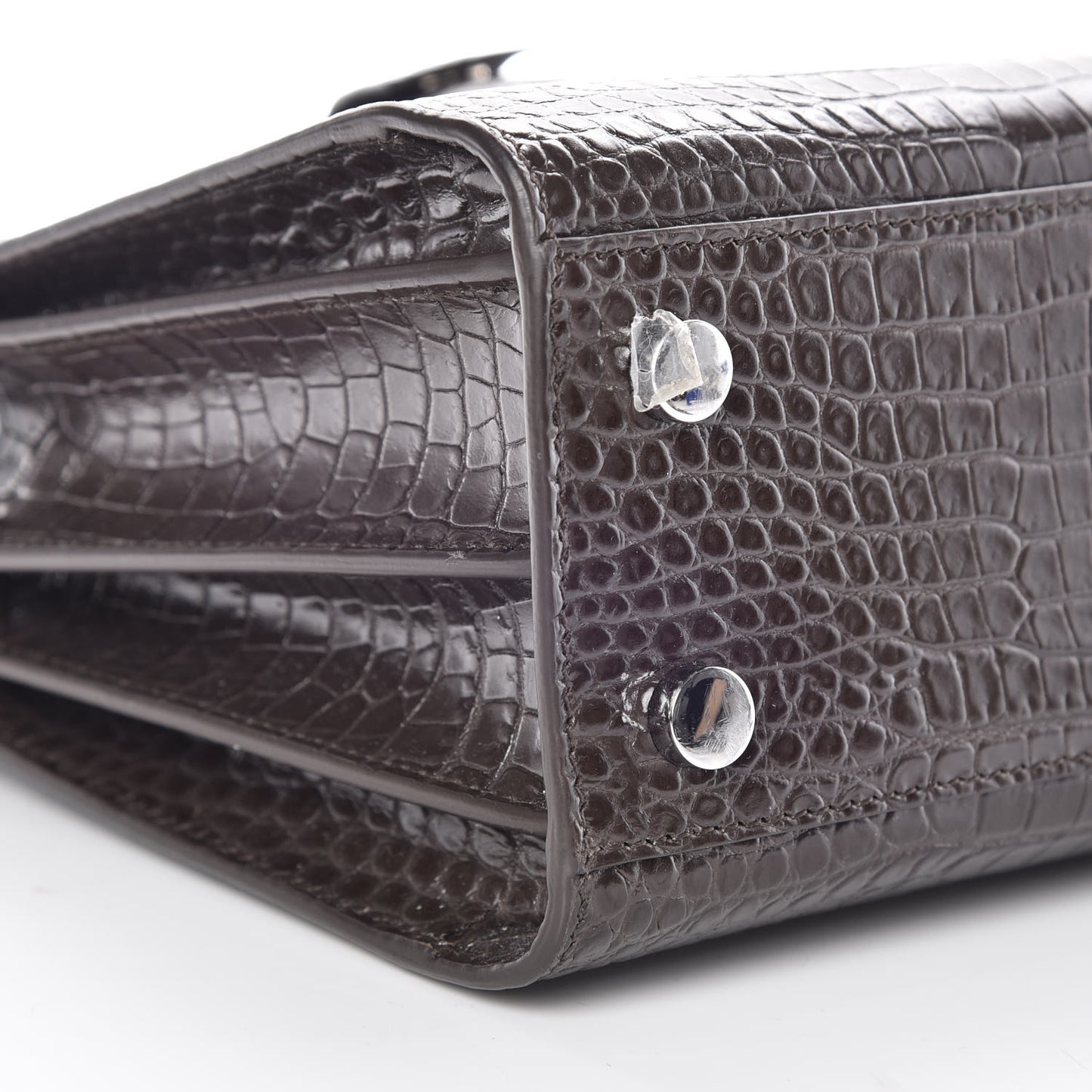 Calfskin Crocodile Embossed Nano Sac De Jour Dark Brown