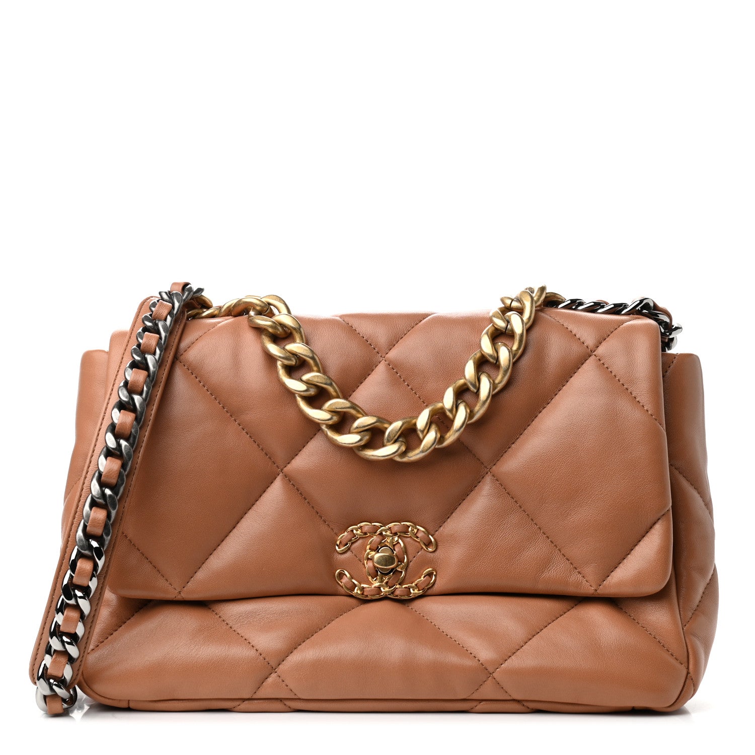 Chanel Lambskin Quilted Large Chanel 19 Flap Brown 1 of 9