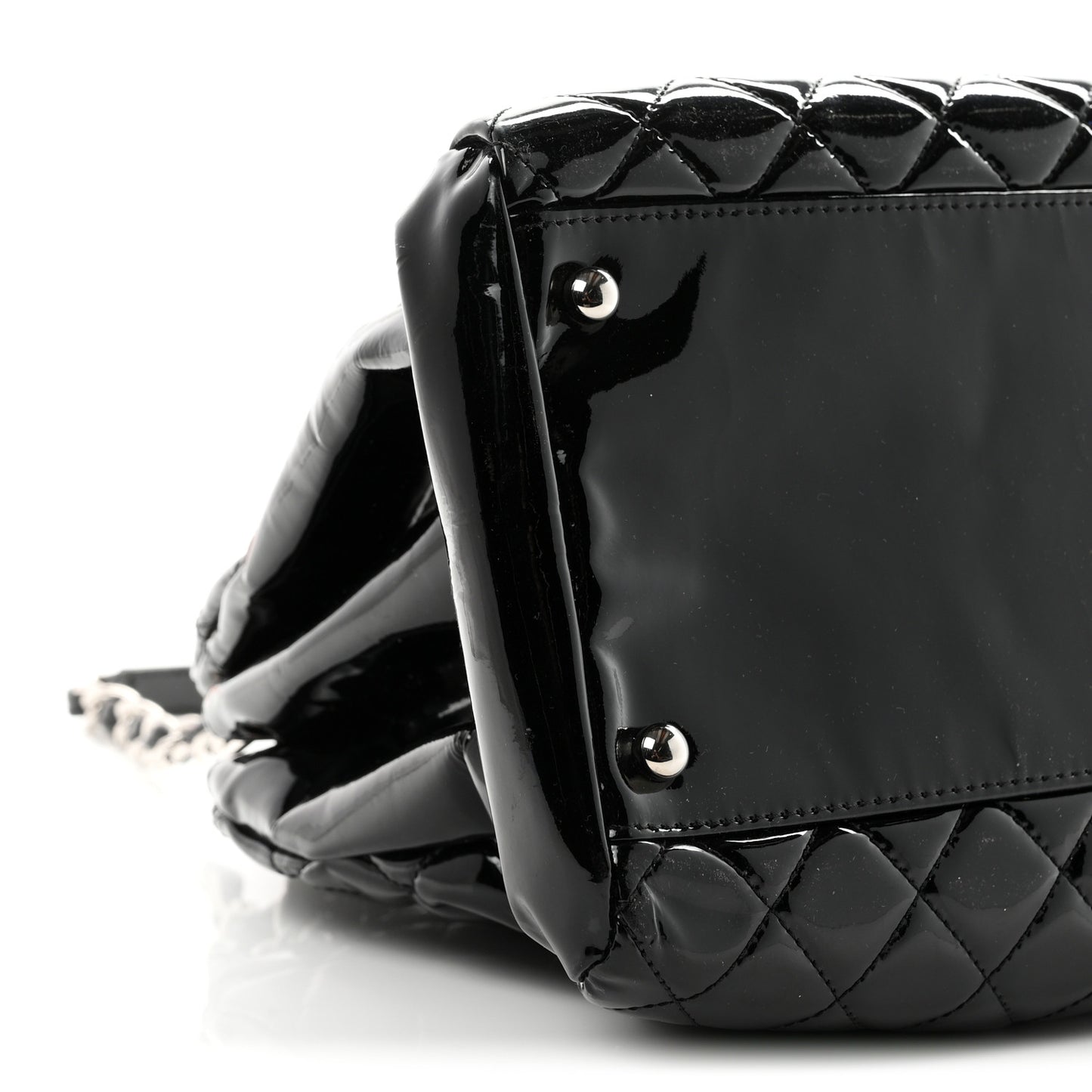 Patent Quilted Large Just Mademoiselle Bowling Bag Black