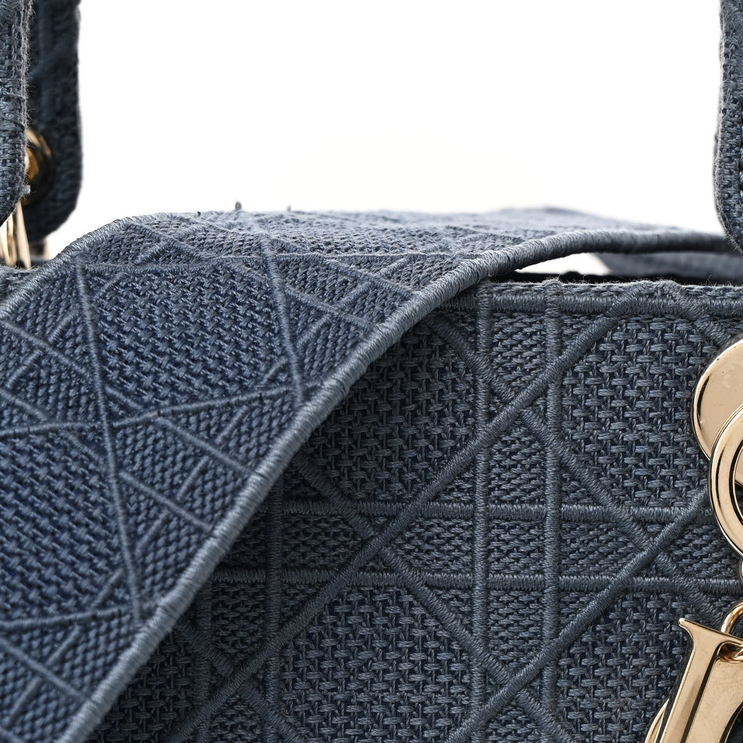 Canvas Embroidered Cannage Medium Lady D-Lite Denim Blue