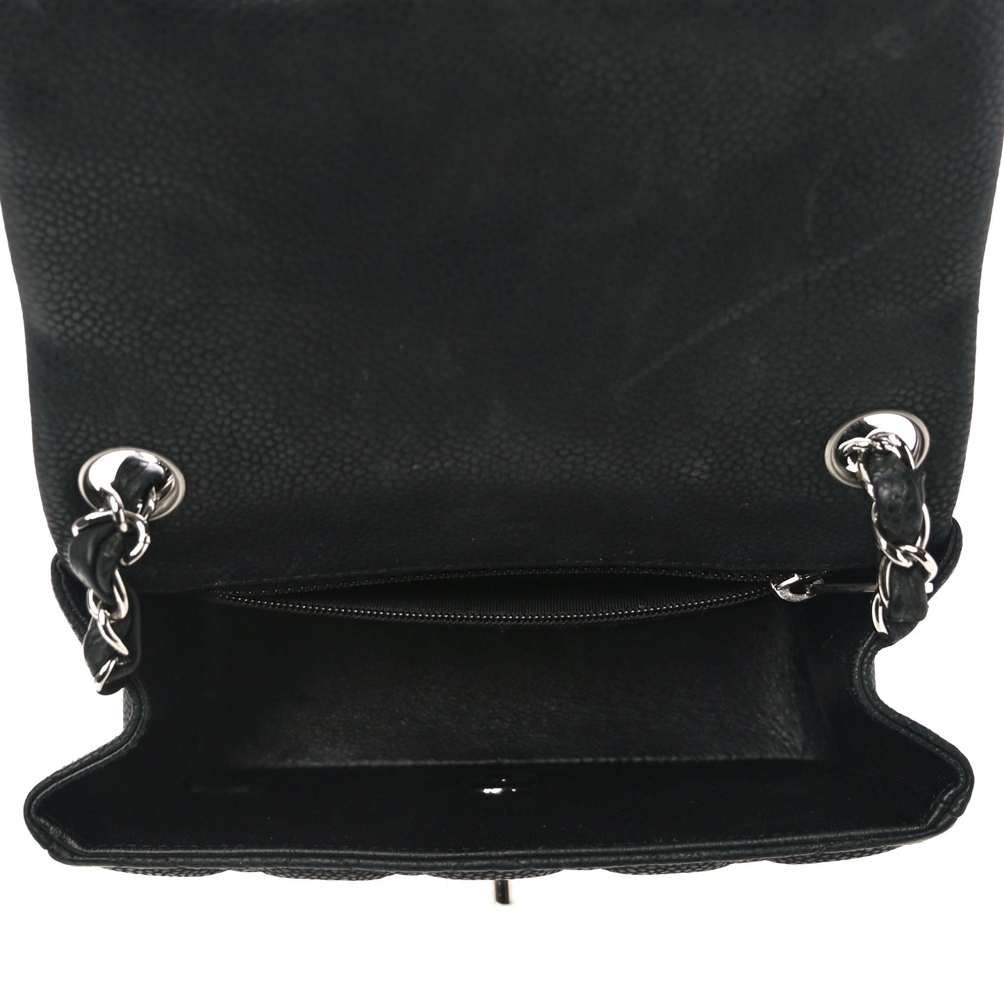 Iridescent Caviar Quilted Mini Square Flap Black