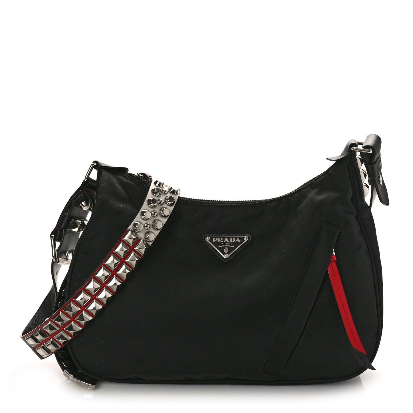 Tessuto Nylon Studded New Vela Hobo Black Fuoco