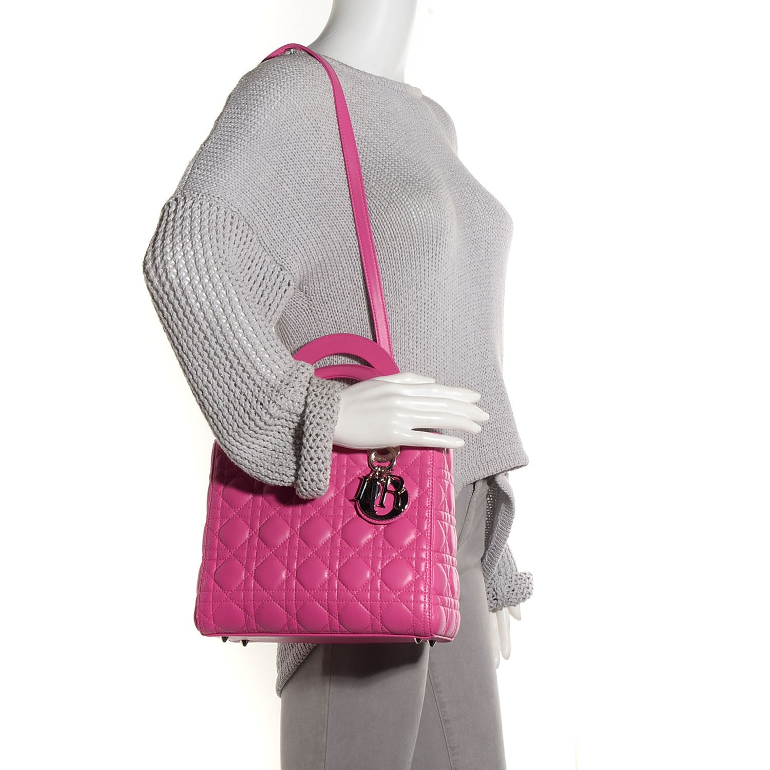 Christian Dior Lambskin Cannage Medium Lady Dior Pink 2 of 7