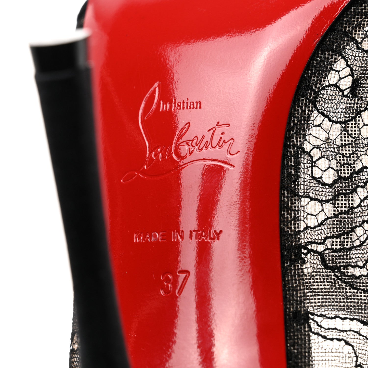 Christian Louboutin Satin Lace Chantilly Guiptik 100 Slingback Sandals 37 Black 7 of 7