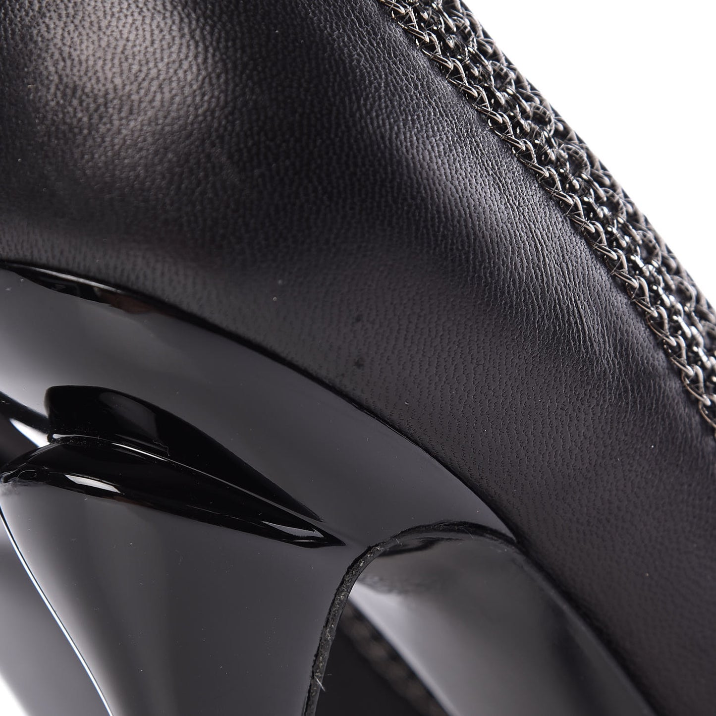 Lambskin Patent Cap Toe CC Chain Pumps 38 Black