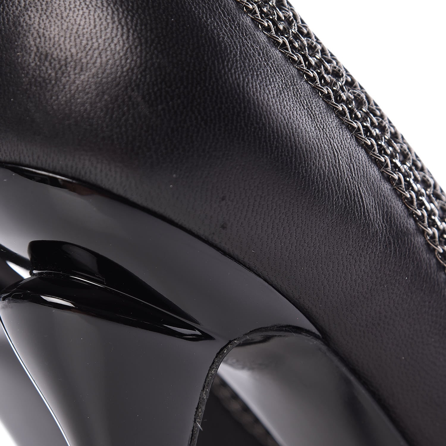 Chanel Lambskin Patent Cap Toe CC Chain Pumps 38 Black 11 of 16