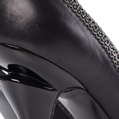Chanel Lambskin Patent Cap Toe CC Chain Pumps 38 Black 11 of 16