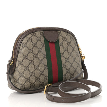 Gucci GG Supreme Monogram Textured Dollar Calfskin Web Small Ophidia Dome Shoulder Bag Beige Ebony New Acero 3 of 12