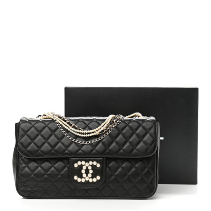 Chanel Lambskin Quilted Medium Westminster Pearl Flap Black 11 of 11