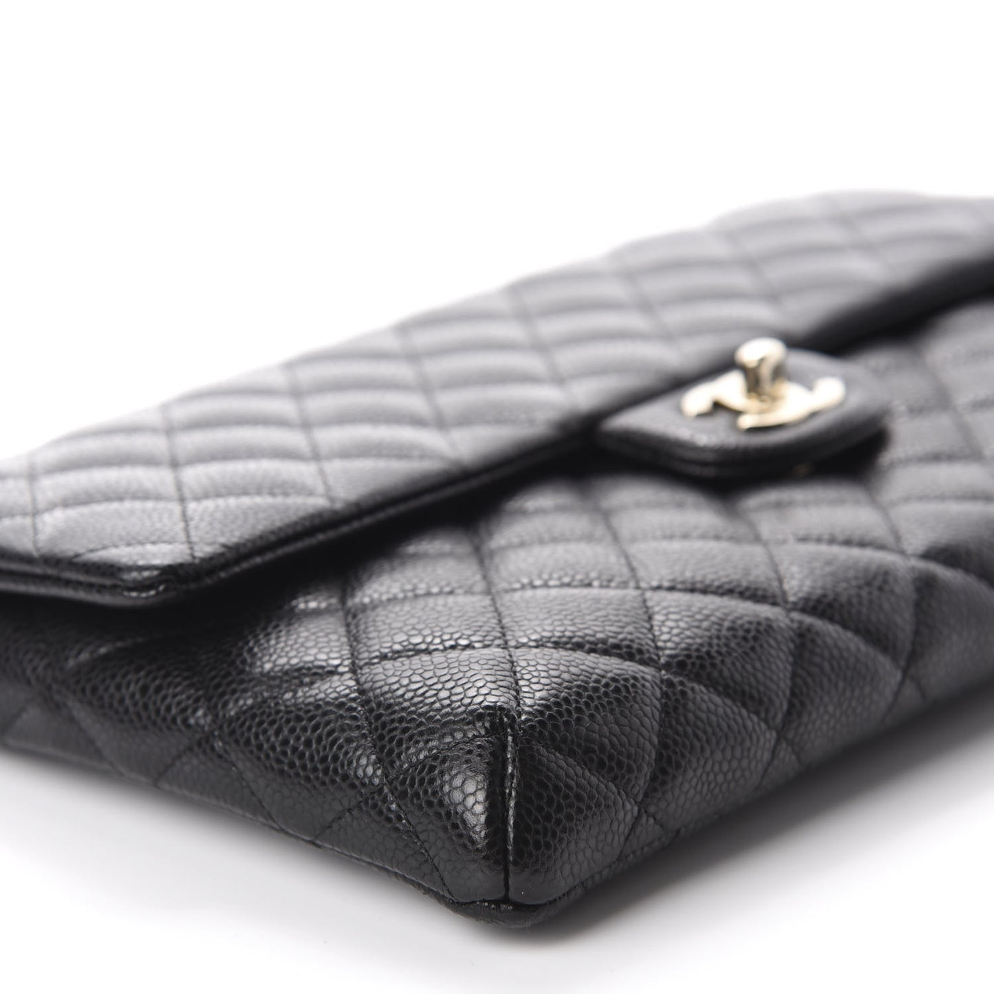 Caviar Quilted Flap Clutch Black