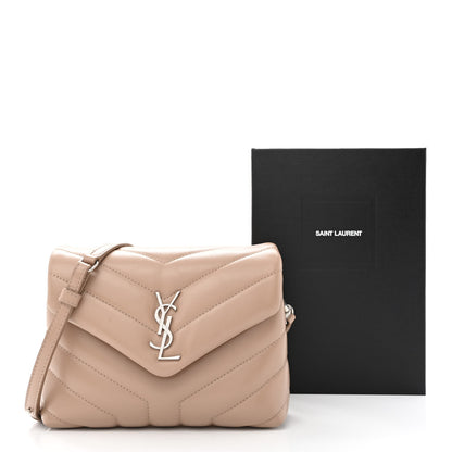 Saint Laurent Calfskin Y Quilted Monogram Toy Loulou Crossbody Bag Gold Sand 10 of 10