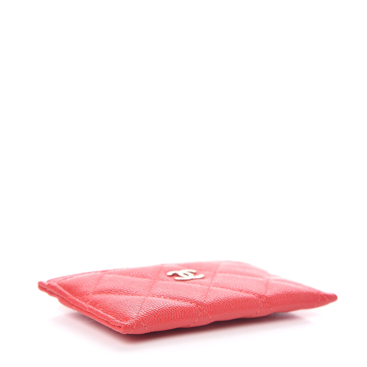 Iridescent Caviar Quilted Card Holder Red